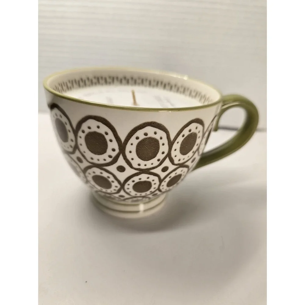 Prosperity Candle Flicker & Sip Chai Tea Candle Hand Painted Stoneware Mug Ivory